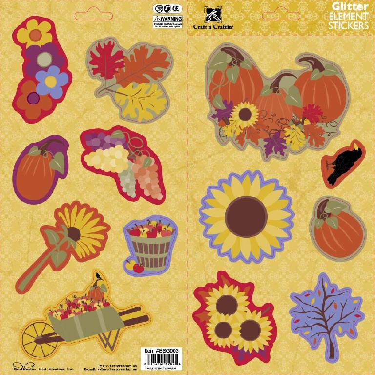 Best Creation Autumn Splendor Glittered Element Stickers