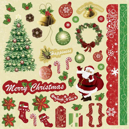 Best Creation Merry Christmas Glitter Element Stickers
