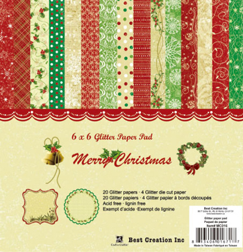 Best Creation Merry Christmas 6x6 Glitter Paper Pad