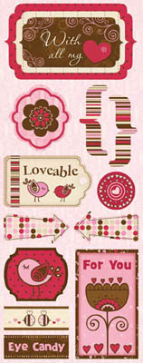 Bo Bunny Crazy Love Loveable Cardstock Sticker
