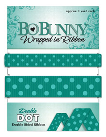 Bo Bunny Double Dot Carded Ribbon Turquoise