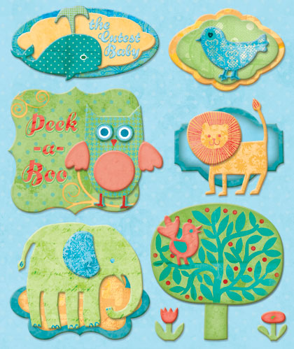 Creative Imaginations Boho Baby Boy Layered Cardstock Stickers