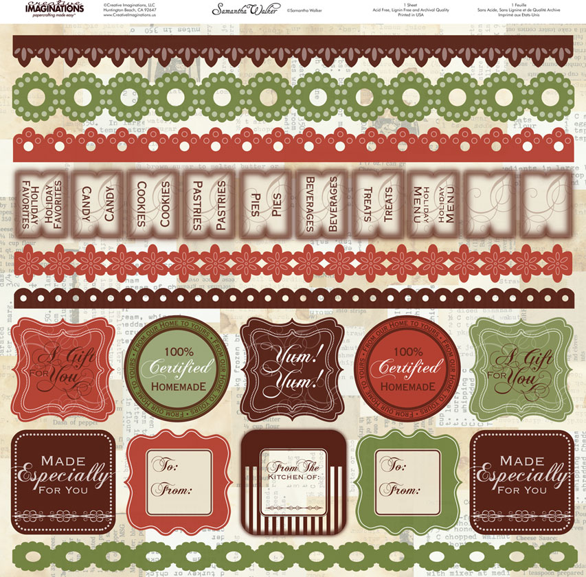 Creative Imaginations Christmas in the Kitchen Christmas Treats 12x12 Cardstock Sticker