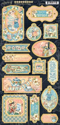 Graphic 45 Alice's Tea Party Chipboard