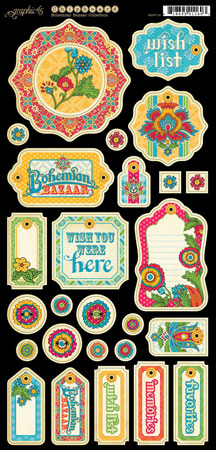 Graphic 45 Bohemian Bazaar Chipboard Tags