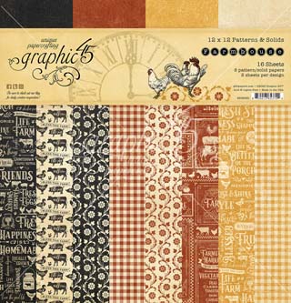 Graphic 45 Farmhouse 12x12 Patterns & Solids Paper Pad