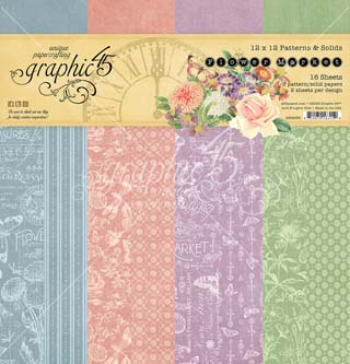Graphic 45 Flower Market 12x12 Patterns & Solids Paper Pads