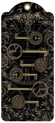 Graphic 45 Antique Brass Metal Clock Keys