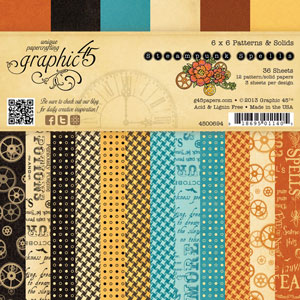 Graphic 45 Steampunk Spells 6x6 Patterns & Solids Paper Pad