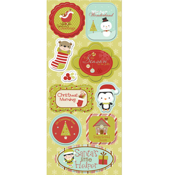 Imaginisce Santa's Little Helper Stocking Stuffers Chipboard Stickers