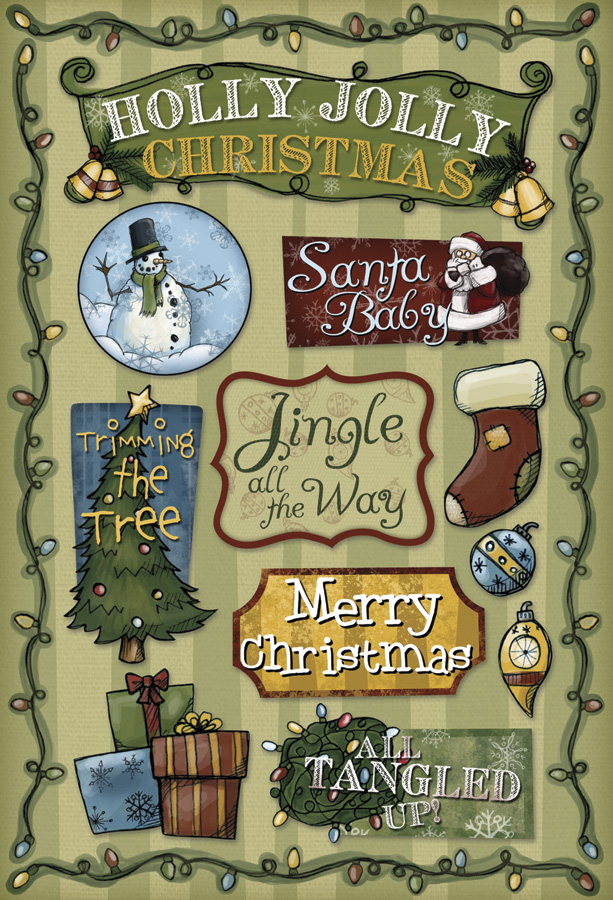 Karen Foster Whimsical Christmas Holly Jolly Cardstock Sticker