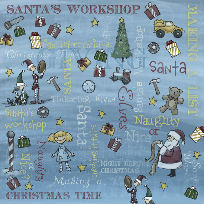 Karen Foster Whimsical Christmas Santa's Workshop Collage