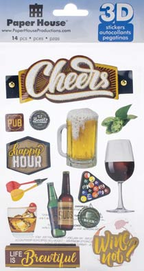 Paper House Beer Cheers II 3D Sticker