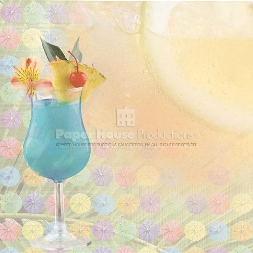 Paper House Productions Tropical Drinks Blue Hawaiian scrapbook paper