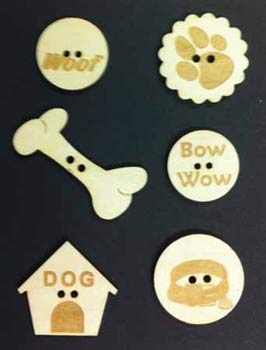 Petticoat Parlor Dog Wooden Buttons