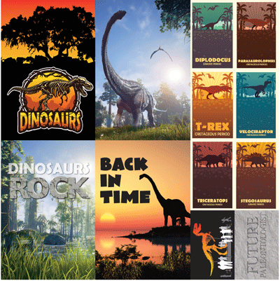 Reminisce Dinosaur Land 12x12 Poster Sticker
