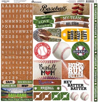 Reminisce Game Day Baseball 12x12 Alpha Sticker