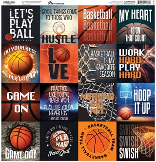 Reminisce Game Day Basketball 12x12 Square Sticker