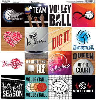 Reminisce Game Day Volleyball 12x12 Squre Sticker