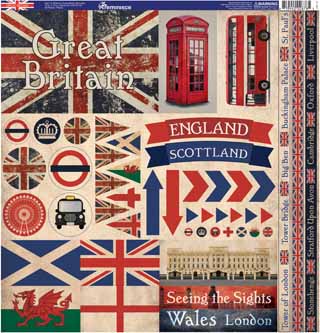 Reminisce Great Britain 12x12 Elements Sticker