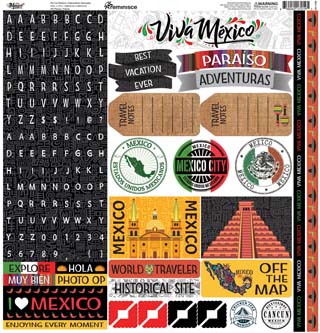 Reminisce Mexico 12x12 Alpha Sticker