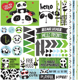 Reminisce Panda-monium 12x12 Element Sticker