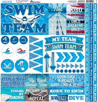 Reminisce Swim Team 12x12 Elements Sticker