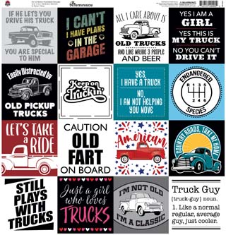 Reminisce Vintage Trucks 12x12 Sticker