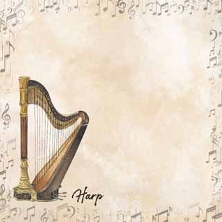 Scrapbook Customs Watercolor Music Harp