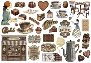 Stamperia Coffee & Chocolate Ephemera Adhesive Cutouts