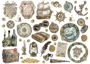 Stamperia Songs Of The Sea Chipboard Die Cuts Ship Treasures