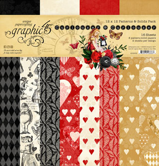 Graphic 45 Curiouser & Curiouser 12x12 Patterns & Solids Pack