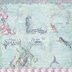 Graphic 45 Make A Splash - Pacchetto Carte 12x12 Tema Sirena, 32 Fogli Double Face + Adesivi