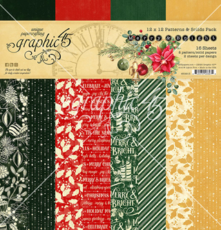 Graphic 45 Merry & Bright 12x12 Patterns & Solids Pack