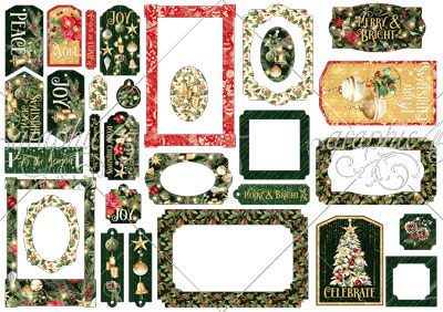 Graphic 45 Merry & Bright CB Tags & Frames