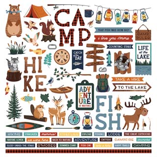 PhotoPlay Camp Happy Bear 12x12 Element Sticker