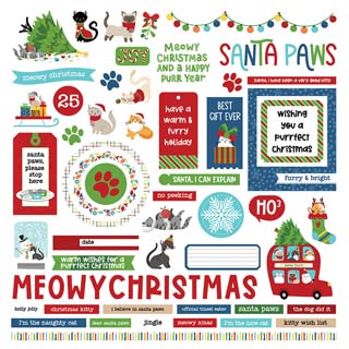 PhotoPlay Santa Paws 12x12 Element Sticker Cat