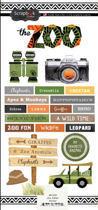 Scrapbook Customs Watercolor Safari Zoo Safari Sticker